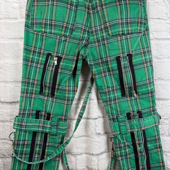 Tripp NYC Plaid Bondage Unisex Size 30 Pants Punk Green Tartan Daang Goodman - Picture 5 of 10